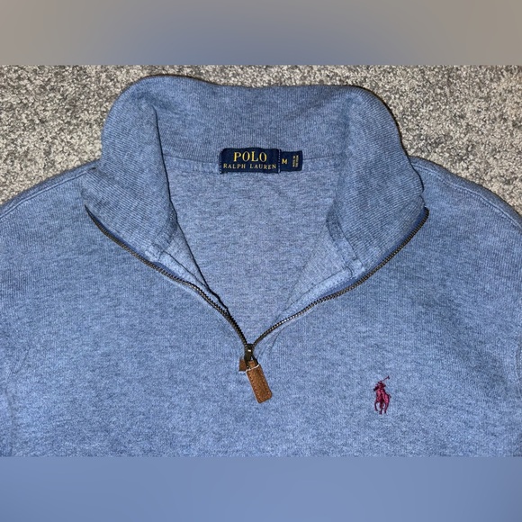 Polo Ralph Lauren Blue Quarter-Zip Sweater Size M - Picture 3 of 3